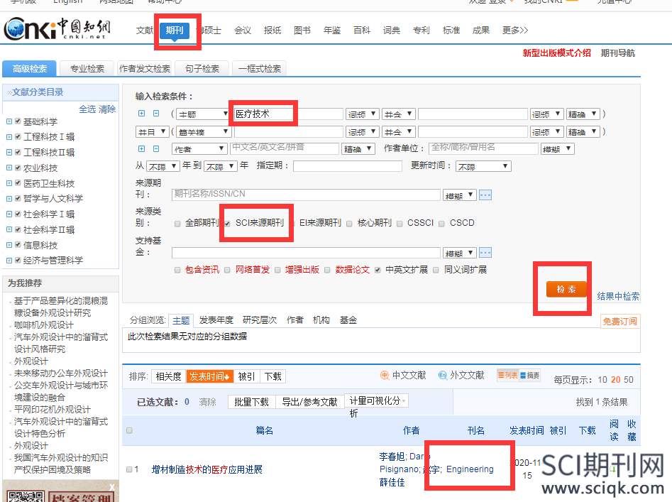 知网上能搜到sci论文吗